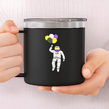 Discover Non Binary Astronaut Balloon Non Binary Flag Nonbinary Pride 14oz Stainless Steel Tumblers