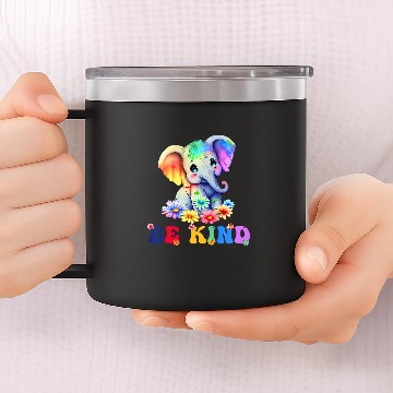 Discover Elephant Mammal Be Kind Cute Elephant Mom Kids Kindness Graphic Baseball Tees 14oz Stainless Steel Tumblers