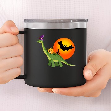 Discover Dinosaur Pet Brachiosaurus Witch Pumpkin Halloween Dinosaur Brontosaurus 8 14oz Stainless Steel Tumblers