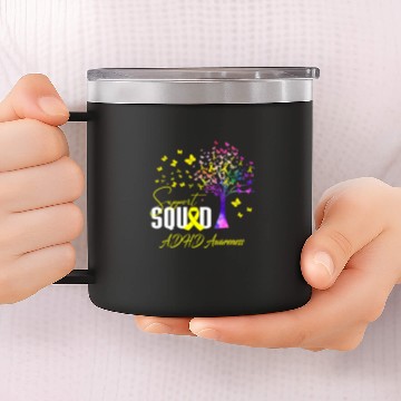 Discover ADHD Ribbon Support Squad For Adhd Awareness Baseball Tees 14oz Stainless Steel Tumblers