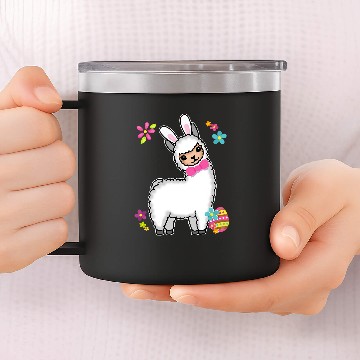 Discover Llama Pet Funny Easter Llama Alpaca With Rabbit Ears And Easter Eggs 32 Baseball Tees 14oz Stainless Steel Tumblers