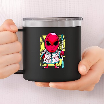 Discover Red Alien Visitor Priest Fancy Dress 14oz Stainless Steel Tumblers