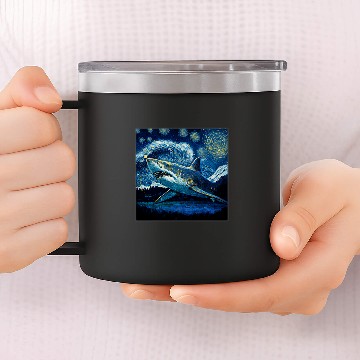 Discover Shark Pet Surrealism Starry Night Sand Tiger Zip 14oz Stainless Steel Tumblers