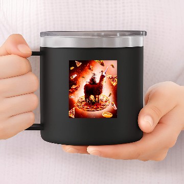 Discover Llama Pet Outer Space Cat Riding Llama Unicorns Pizza Baseball Tees 14oz Stainless Steel Tumblers