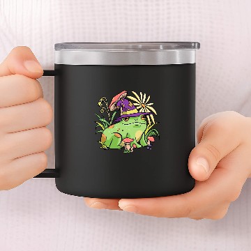 Discover Frog Pet Cottagecore Aesthetic Mushroom Wizard Hat Frog Toad 14oz Stainless Steel Tumblers