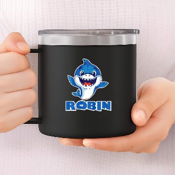 Discover Shark Pet Kids Robin Boys Name Shark Baseball Tees 14oz Stainless Steel Tumblers