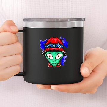 Discover Aliens UFO face Funny Space Planets Galaxy Solar System Baseball Tees 14oz Stainless Steel Tumblers