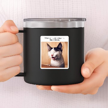 Discover Chicken Pet Funny Cat Meme When Someone Brings Me Fried Baseball Tees 14oz Stainless Steel Tumblers