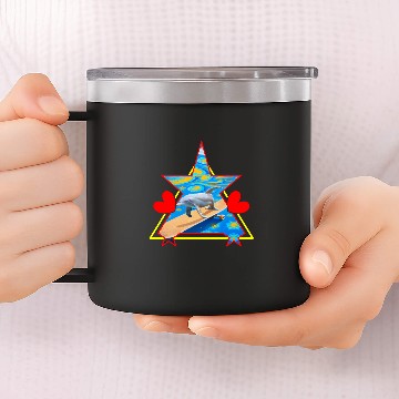Discover Dolphin Pet Gift Fantasy Dolphin Skateboarding 14oz Stainless Steel Tumblers
