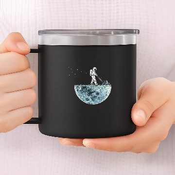 Discover Lawn Mower Fun Moon Lawnmower Galaxy Cosmos Regular Fit 14oz Stainless Steel Tumblers