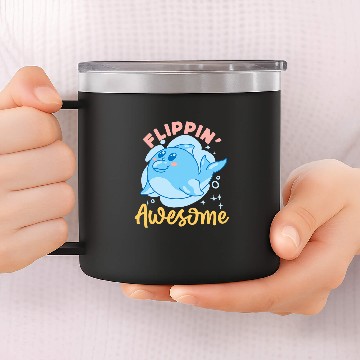 Discover Dolphin Pet Gift Flippin Awesome 2 Baseball Tees 14oz Stainless Steel Tumblers