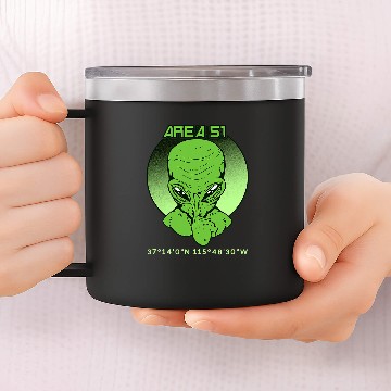 Discover Aliens UFO Area 51 T Roswell Coordinates UFO Alien UFO Flying Saucer 14oz Stainless Steel Tumblers