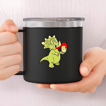 Discover Dinosaur Pet Triceratops Ice Cream Summer Icecream Children 8 Zip 14oz Stainless Steel Tumblers