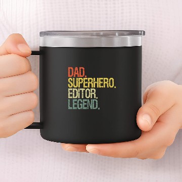 Discover Dad superhero editor legend 14oz Stainless Steel Tumblers
