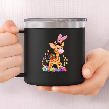 Discover Giraffe Pet Easter Giraffes Lover Bunny Giraffes Holding Easter Egg Zip 14oz Stainless Steel Tumblers