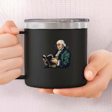 Discover Book Fun Benjamin Franklin Reading A Book 1 14oz Stainless Steel Tumblers