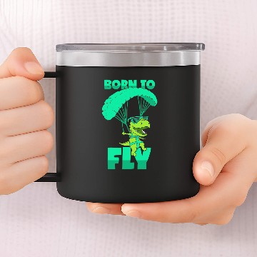 Discover Dinosaur Pet Skydiving Gift Paragliding TRex Flying Gliding 14oz Stainless Steel Tumblers