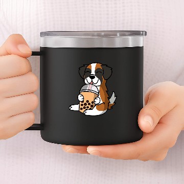 Discover Saint Bernard Pet Boba Bubble Milk Tea Saint Bernard Baseball Tees 14oz Stainless Steel Tumblers