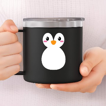 Discover Penguin Pet Face Design or Easy Costume Black 14oz Stainless Steel Tumblers