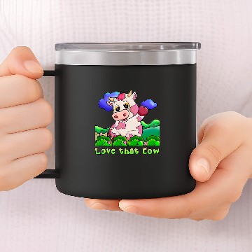 Discover Cow Pet Strawberry Cow Design 01 14oz Stainless Steel Tumblers