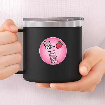 Discover Cow Pet Strawberry milk cow 14oz Stainless Steel Tumblers