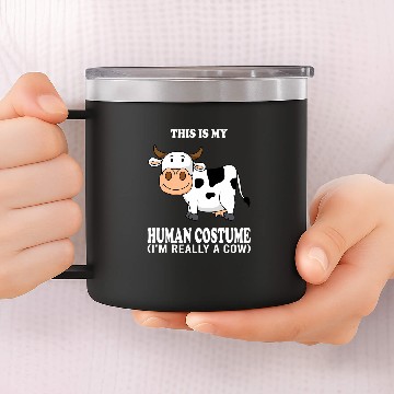 Discover Cow Pet This Is My Human Costume Im Really A Cow Funny Party Squad Zip 14oz Stainless Steel Tumblers