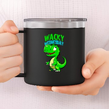 Discover Dinosaur Pet Wacky Wednesday Dinosaur Fun Cute 14oz Stainless Steel Tumblers