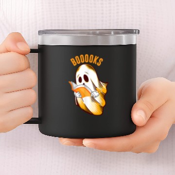 Discover Book Fun Cute Teacher Halloween Booooks ghosts Reading 14oz Stainless Steel Tumblers
