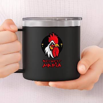 Discover Chicken Pet Key West FL Rooster 14oz Stainless Steel Tumblers