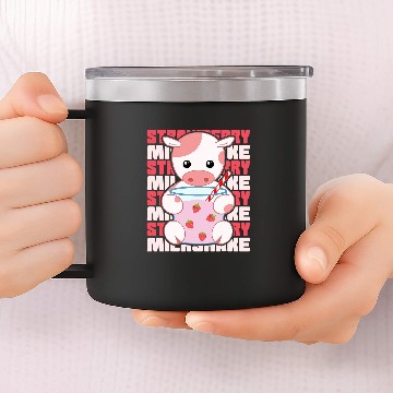 Discover Cow Pet Strawberry Milkshake Cute Kawaii Strawberry Cow 012 Baseball Tees 14oz Stainless Steel Tumblers