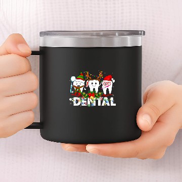 Discover dentists Job Hygienist Christmas Dental Squad Reindeer Santa Hat Zip 14oz Stainless Steel Tumblers