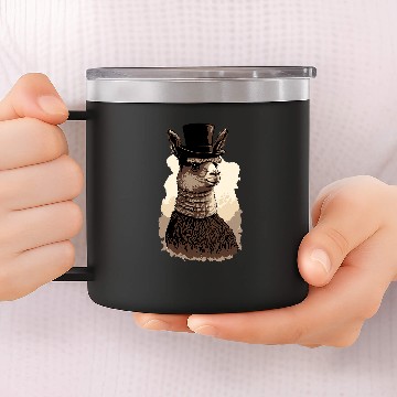 Discover Llama Pet Wearing Fancy Top Hat 9 14oz Stainless Steel Tumblers