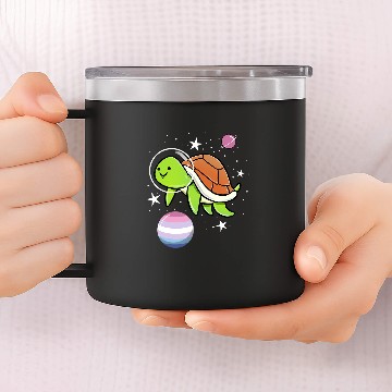 Discover Turtle Pet Astronaut Bigender Pride 14oz Stainless Steel Tumblers
