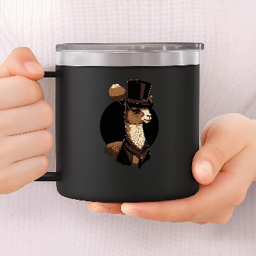 Discover Llama Pet Wearing Fancy Top Hat Baseball Tees 14oz Stainless Steel Tumblers