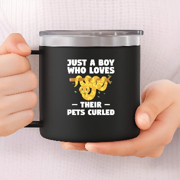 Discover Python Pet Just A Boy Who Loves Their Pets Curled Ball Python Pythons 14oz Stainless Steel Tumblers