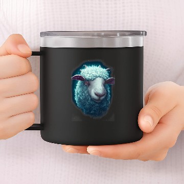 Discover Sheep Pet Face Light Blue Fur Animal Lover Baseball Tees 14oz Stainless Steel Tumblers