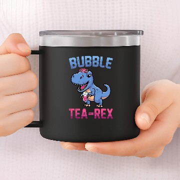 Discover Dinosaur Pet Bubble TeaRex  Cute Milk Tea 14oz Stainless Steel Tumblers