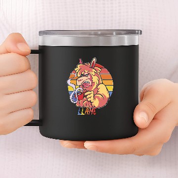 Discover Llama Pet Llame Llama with coffee bored 14oz Stainless Steel Tumblers