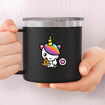 Discover Unicorn Pet with Pizza Pizza 14oz Stainless Steel Tumblers