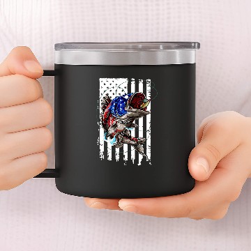 Discover Fishing Fun Bass Fish American Flag 75 14oz Stainless Steel Tumblers