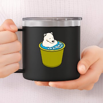 Discover Polar Bear Ice Bathing Wildlife Animal 14oz Stainless Steel Tumblers