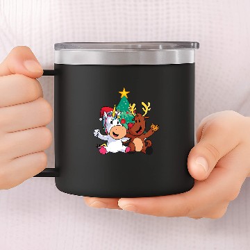 Discover Unicorn Pet cute Christmas motif reindeer unicorn Christmas tree 14oz Stainless Steel Tumblers