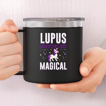 Discover Unicorn Pet Lupus Warrior Ribbon Purple Fighting Lupus Awareness 14oz Stainless Steel Tumblers