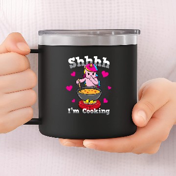 Discover Unicorn Pet Cute Cooking Unicorn Shhh Im Cooking 14oz Stainless Steel Tumblers
