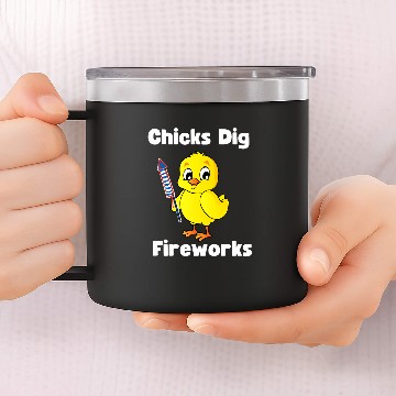 Discover Chicken Pet Chicks Dig Fireworks Funny 14oz Stainless Steel Tumblers