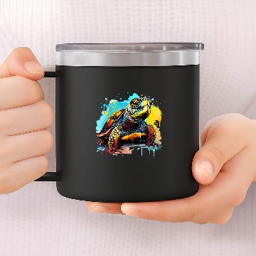 Discover Turtle Pet Colorful Eastern Box Turtle Lover Splash Art 1 Baseball Tees 14oz Stainless Steel Tumblers