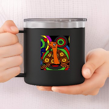 Discover Turtle Pet Smiletodaytees Cute Artistic Box Turtle Abstract Art 14oz Stainless Steel Tumblers