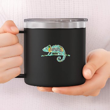 Discover Chameleon Pet with Tropical pineapples Pattern Baseball Tees 14oz Stainless Steel Tumblers