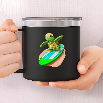 Discover Turtle Pet Surfing 14oz Stainless Steel Tumblers