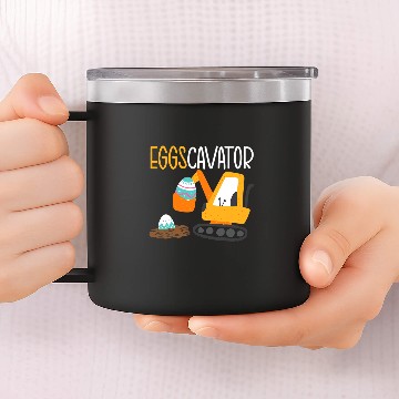 Discover Excavator Fun Eggscavator Easter Egg Hunting Excavator Construction Baseball Tees 14oz Stainless Steel Tumblers